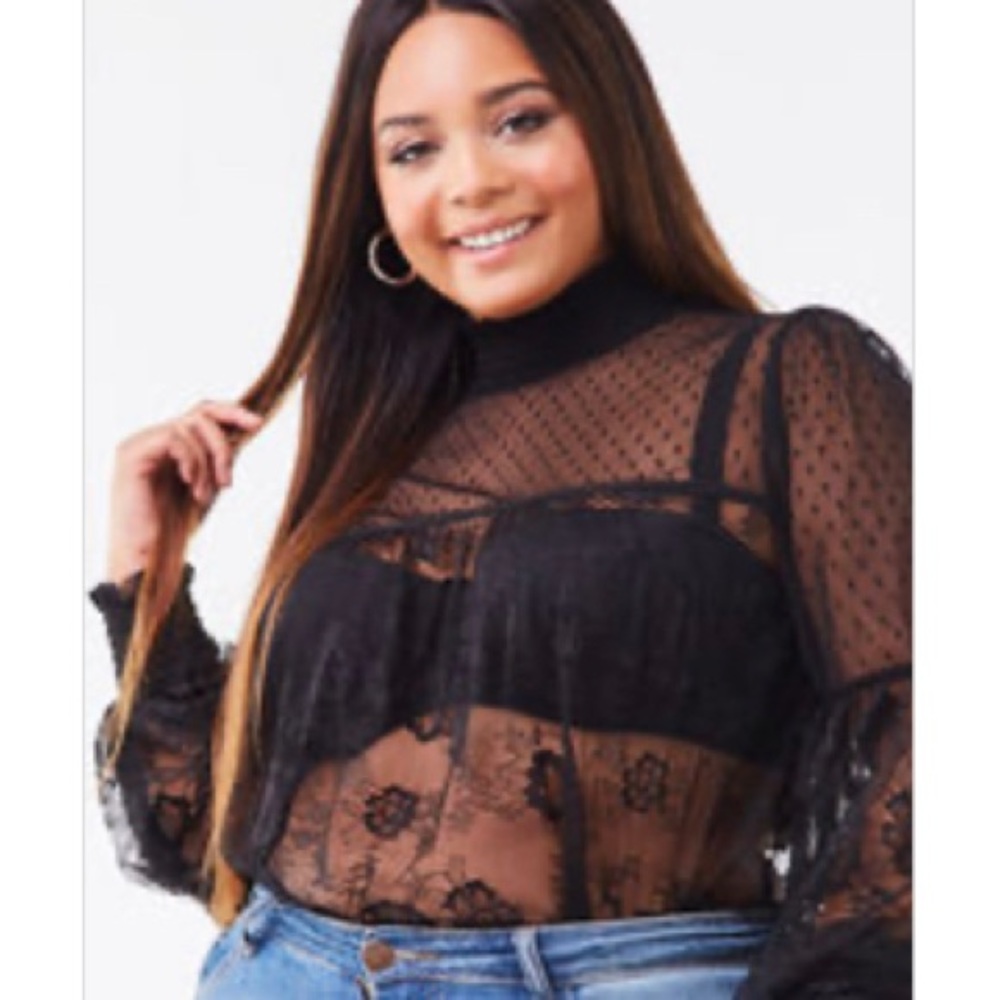 Forever 21 lace top. Very stretchy!